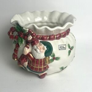 Fitz and Floyd Vintage Santa Bag Cachepot Christmas Planter Hand Painted